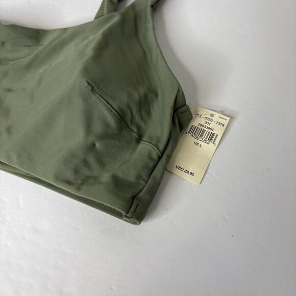 Aerie Women’s Sz Large Wide Strap Scoop Bikini Top Olive Green Stretch NWT - Picture 5 of 6